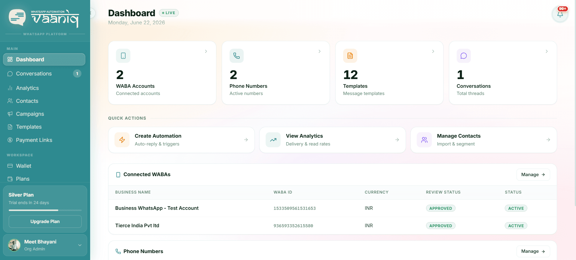 Vaaniq Dashboard